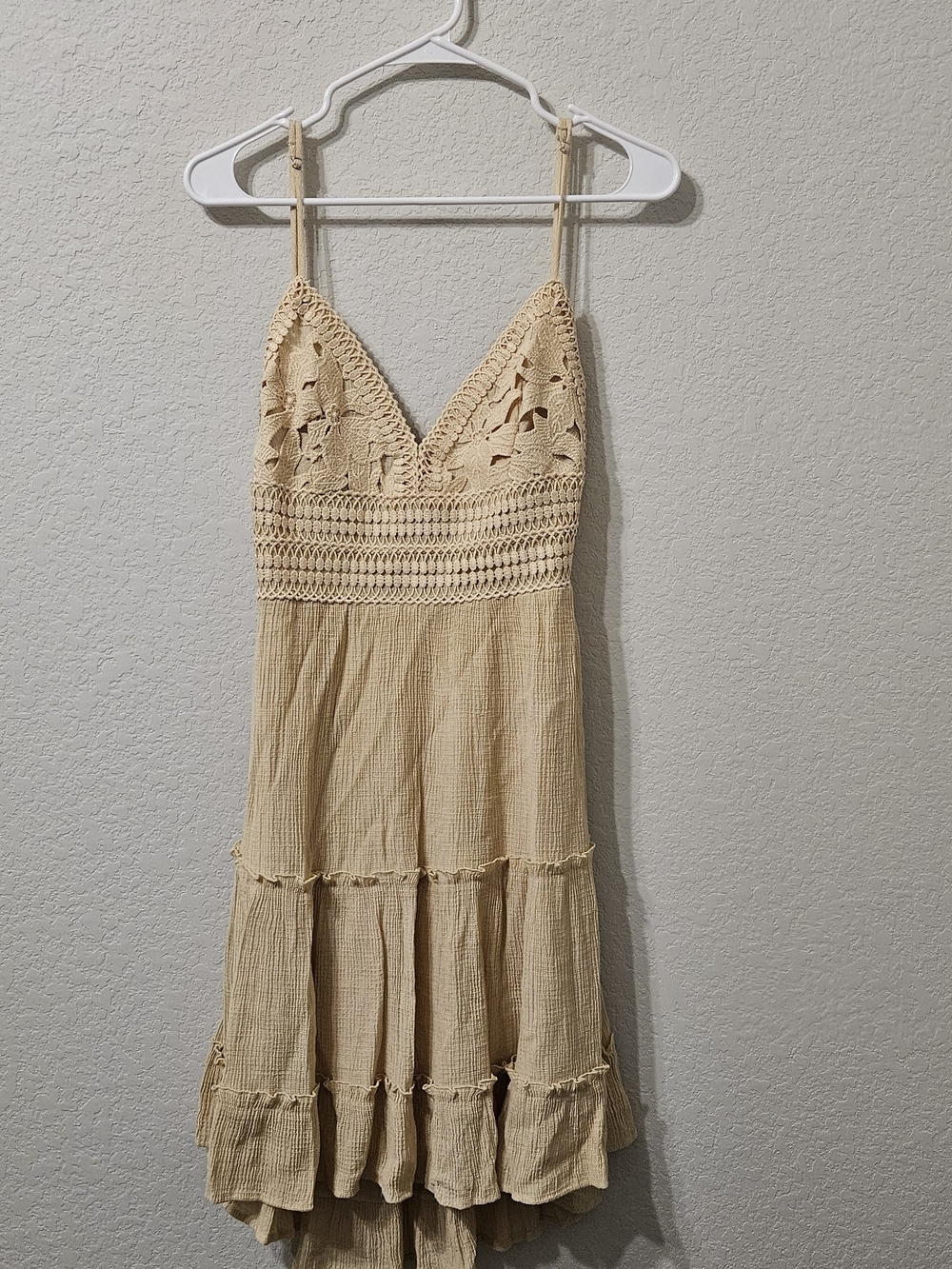 Love Tree Beige Crochet-Trim Midi Dress